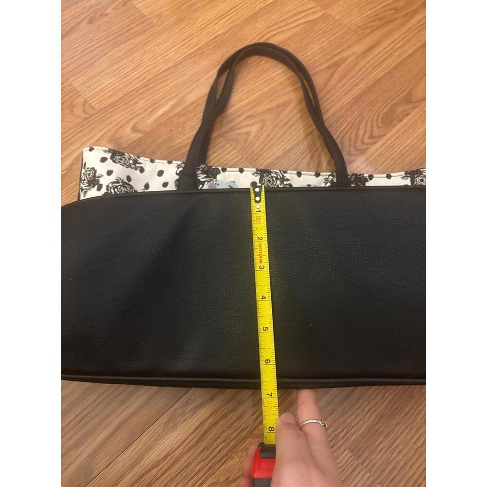 Betsey Johnson Black and White Tote with Floral Print and Bow - Picture 7 of 9